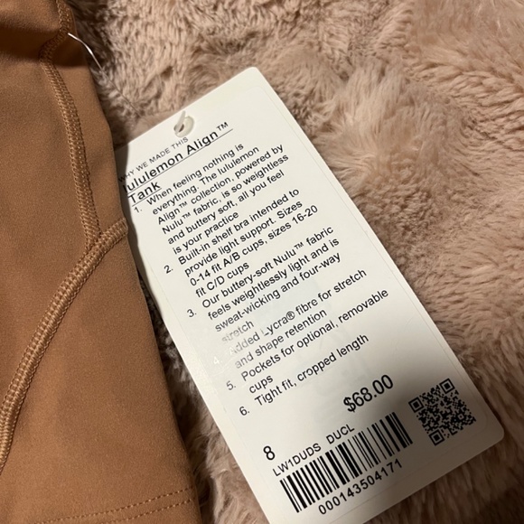 NWT Lululemon Align Tank Dulce - Picture 2 of 3
